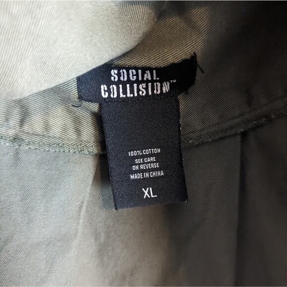 Y2K Inspired Army Green Mini Skirt Grommet Belt With Stars Women's Size XL - Picture 3 of 7